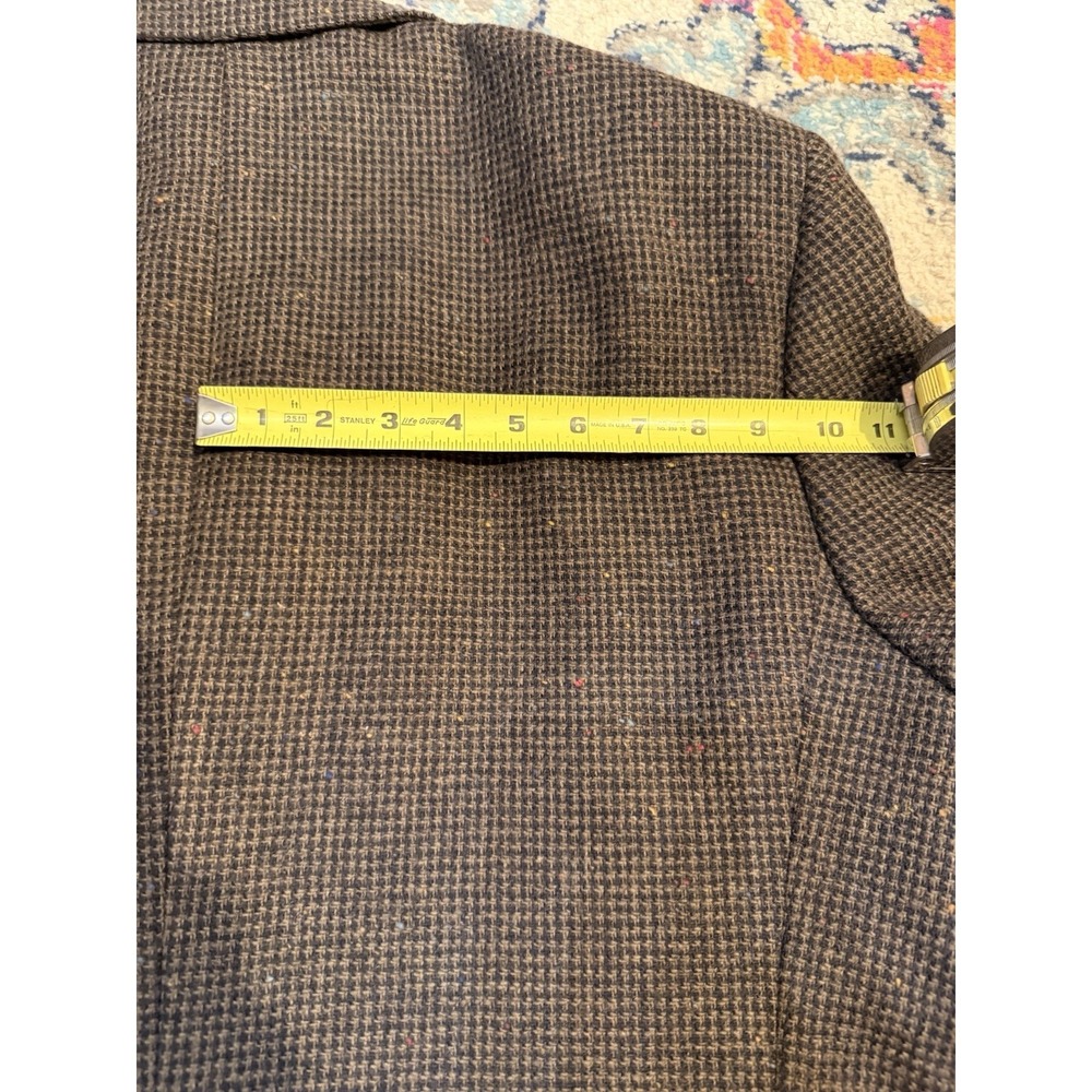 English Manor Men's Tweed Sport Coat Blazer Two Button Brown Wool Size 46L - Picture 15 of 16
